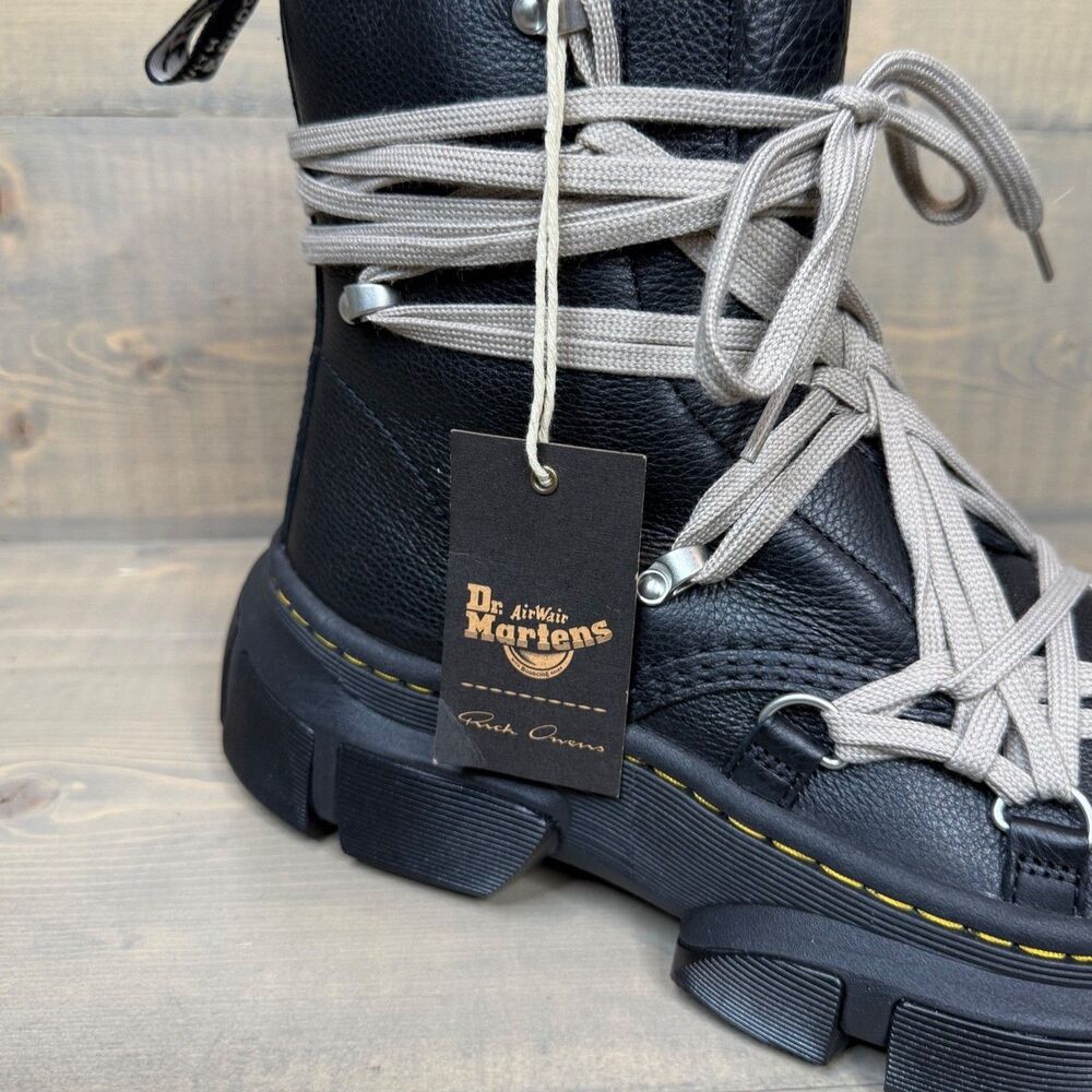 NIB Dr. Martens x Rick Owens 1460 DMXL Megalace RO Black Leather Boots US 10.5 - Picture 11 of 12